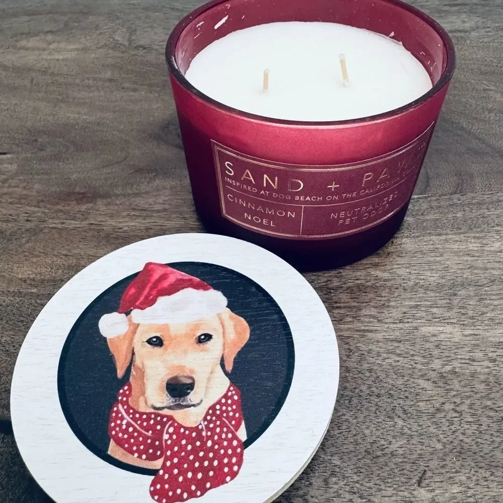 Golden Retriever Yellow Lab Dog Cinnamon Noel Holiday Christmas Jar Candle